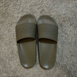 AllSaints Olive Green Slide Sandals